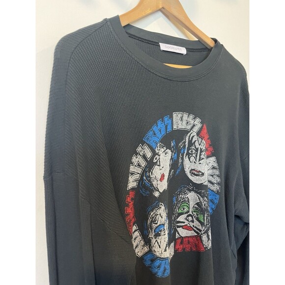 Daydreamer Gray Kiss Dynasty Long Sleeve Cropped Thermal Tee Size XS - Picture 5 of 12